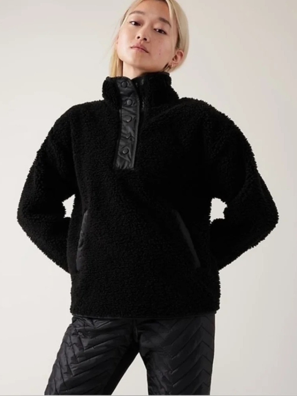 ATHLETA COZY SHERPA SNAP SWEATSHIRT